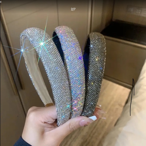 Diamond Headband Wide Padded AB Color Lots of Sparkle Luxury Bridesmaids - Picture 4 of 8